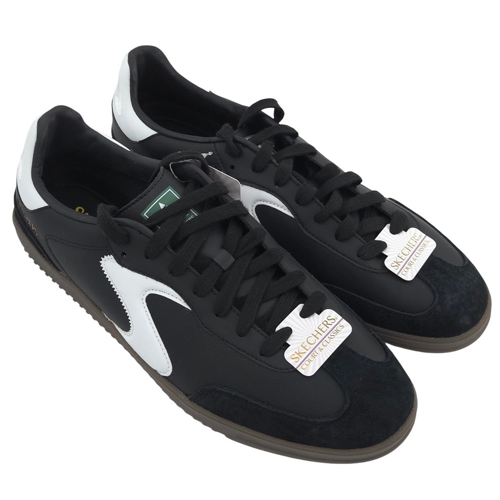 Skechers Hotshot Pyke Sneakers Mens 11.5 White Black Shoes Court Memory Foam NEW